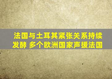 法国与土耳其紧张关系持续发酵 多个欧洲国家声援法国